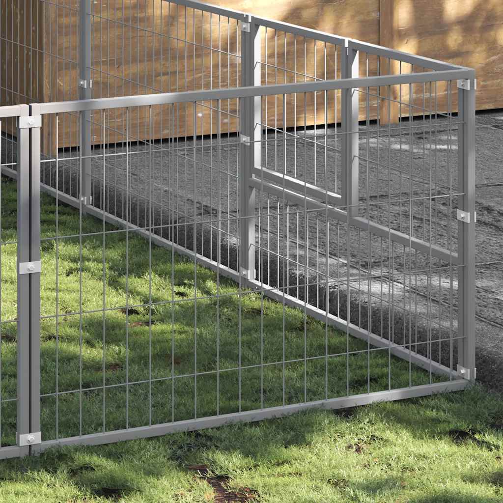 Hondenkennel 27 m² staal zilverkleurig is nu te koop bij PeponiXL, paradijselijk wonen!
