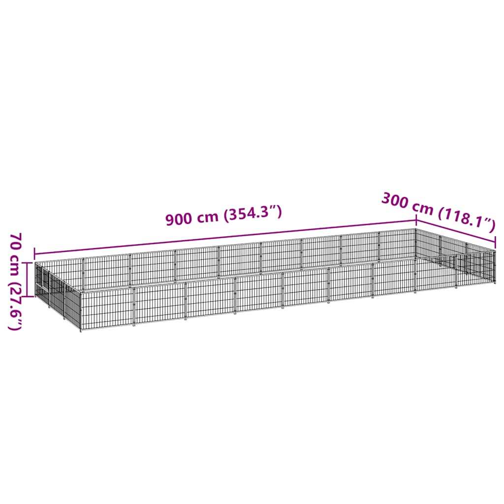Hondenkennel 27 m² staal zilverkleurig is nu te koop bij PeponiXL, paradijselijk wonen!