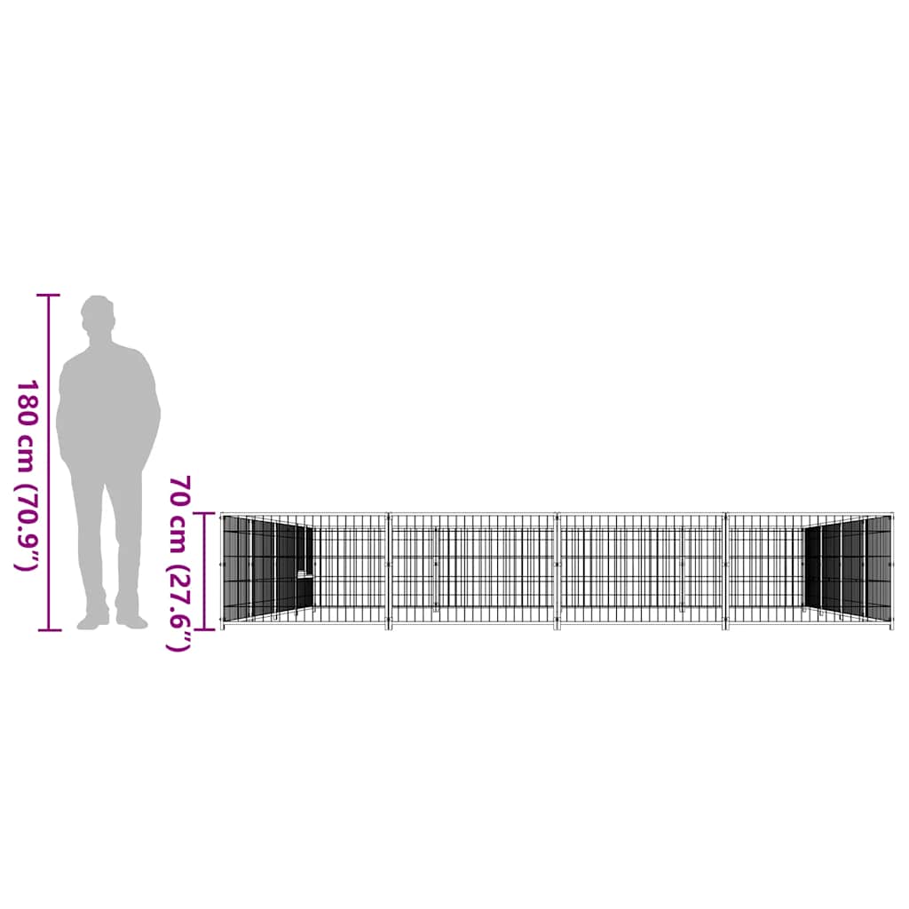 Hondenkennel 16 m² staal zwart is nu te koop bij PeponiXL, paradijselijk wonen!