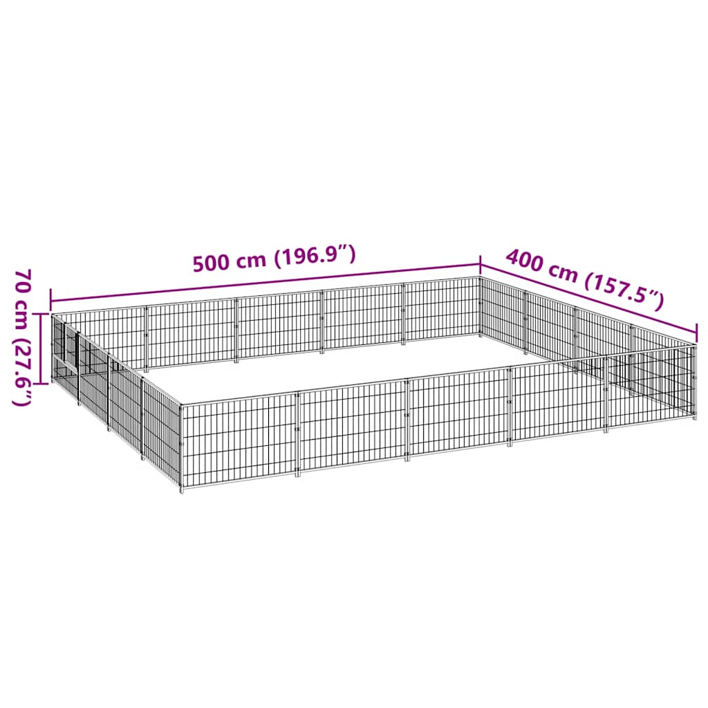 Hondenkennel 20 m² staal zwart is nu te koop bij PeponiXL, paradijselijk wonen!