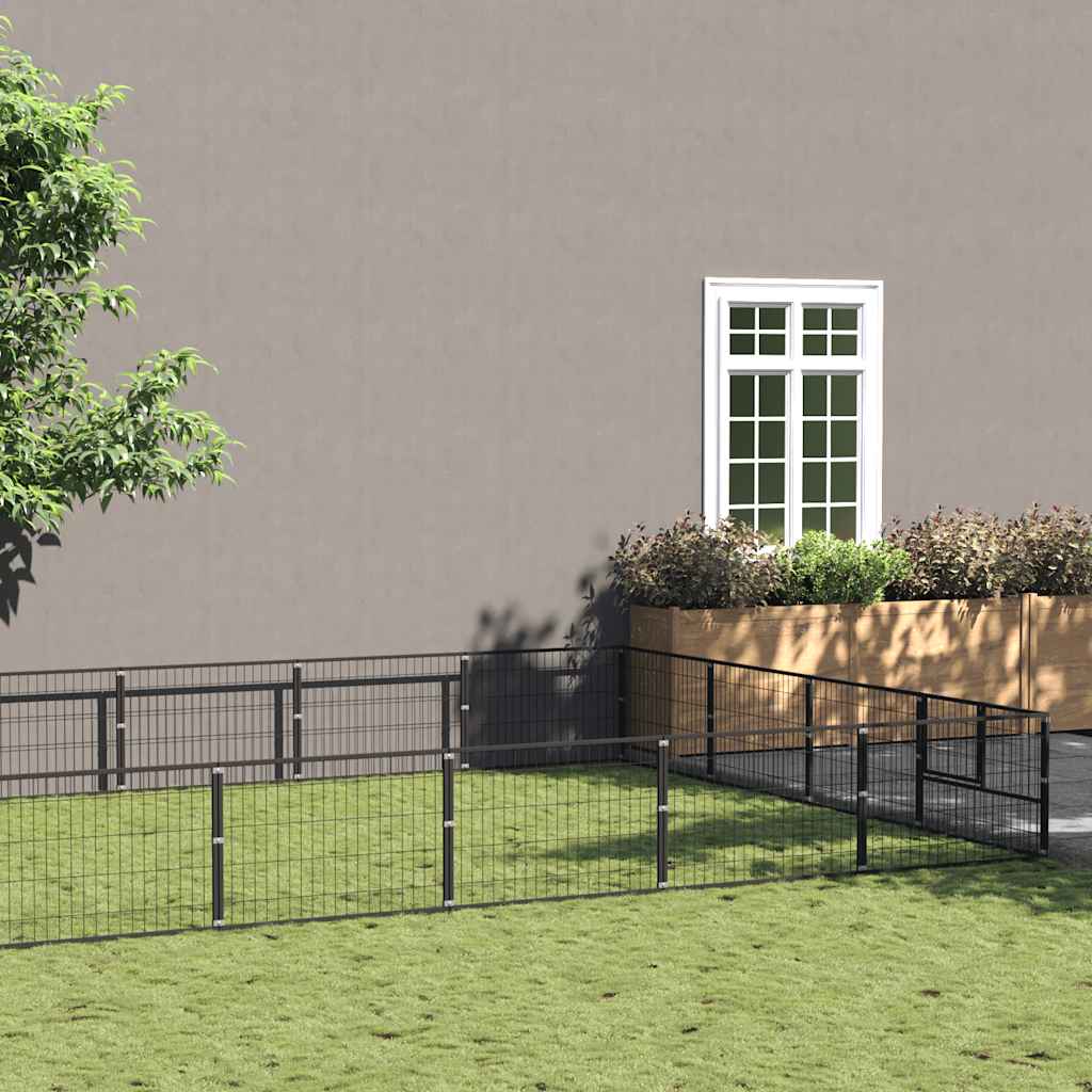 Hondenkennel 20 m² staal zwart is nu te koop bij PeponiXL, paradijselijk wonen!