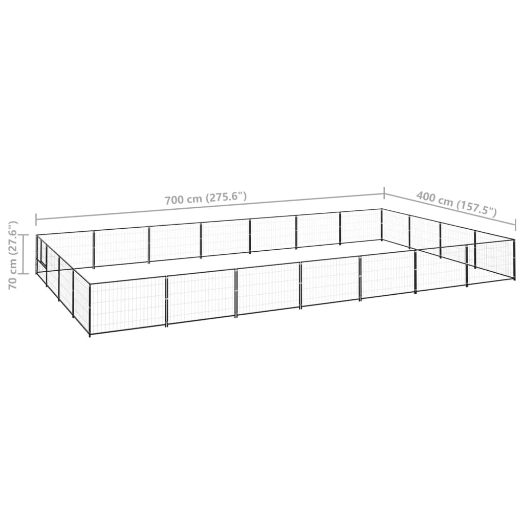 Hondenkennel 28 m² staal zwart is nu te koop bij PeponiXL, paradijselijk wonen!