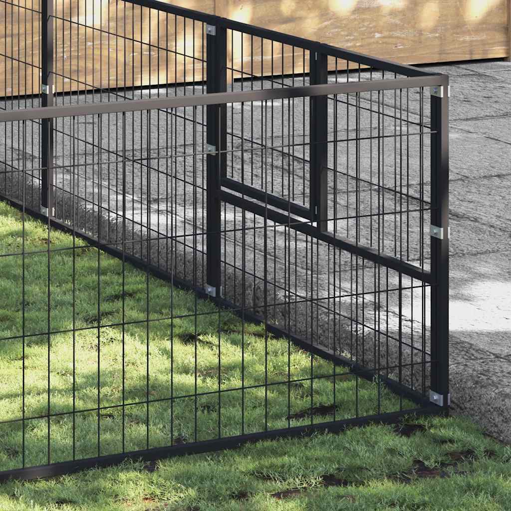 Hondenkennel 36 m² staal zwart is nu te koop bij PeponiXL, paradijselijk wonen!