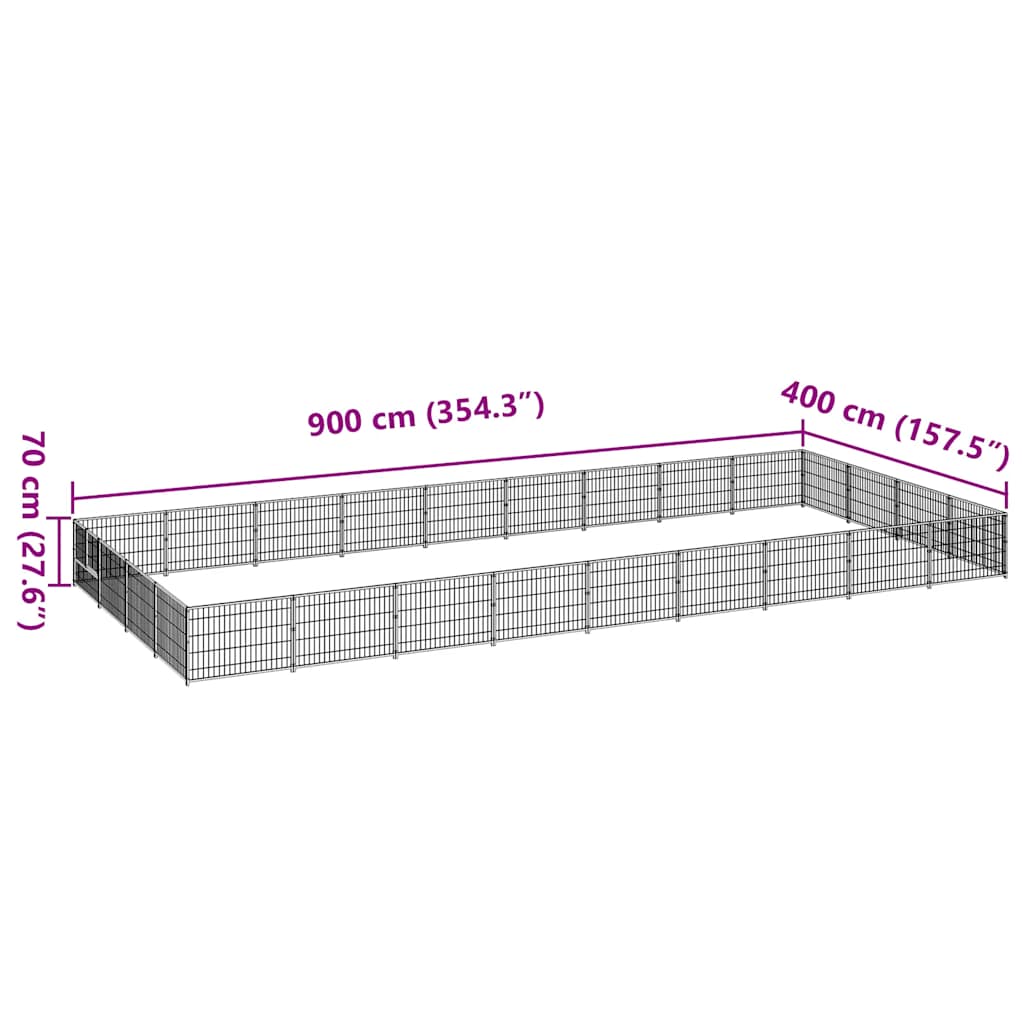 Hondenkennel 36 m² staal zwart is nu te koop bij PeponiXL, paradijselijk wonen!
