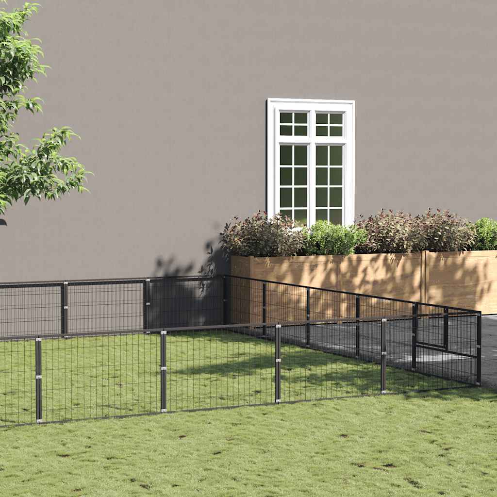 Hondenkennel 30 m² staal zwart is nu te koop bij PeponiXL, paradijselijk wonen!