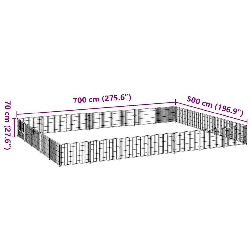 Hondenkennel 35 m² staal zwart is nu te koop bij PeponiXL, paradijselijk wonen!