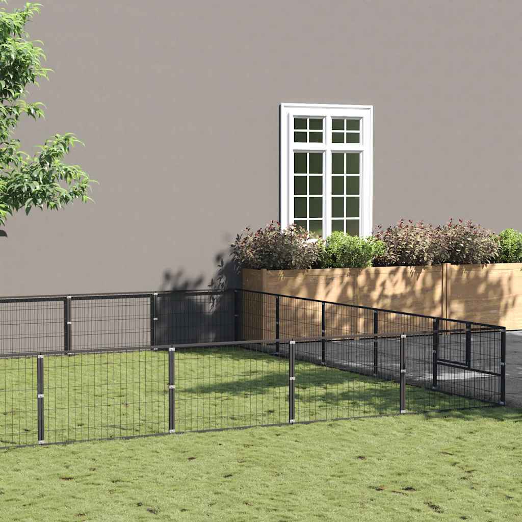 Hondenkennel 40 m² staal zwart is nu te koop bij PeponiXL, paradijselijk wonen!