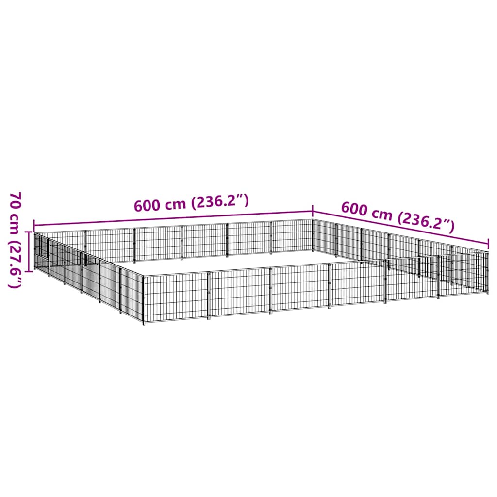 Hondenkennel 36 m² staal zwart is nu te koop bij PeponiXL, paradijselijk wonen!