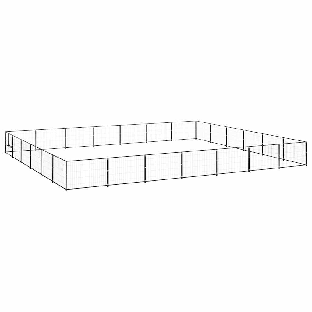 Hondenkennel 42 m² staal zwart is nu te koop bij PeponiXL, paradijselijk wonen!
