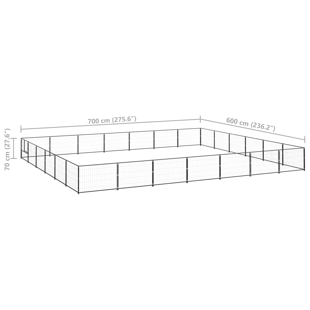 Hondenkennel 42 m² staal zwart is nu te koop bij PeponiXL, paradijselijk wonen!