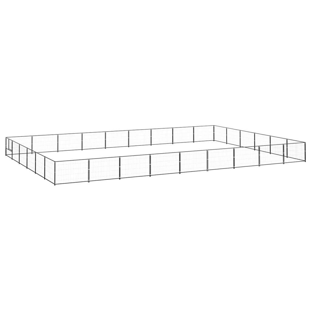 Hondenkennel 54 m² staal zwart is nu te koop bij PeponiXL, paradijselijk wonen!
