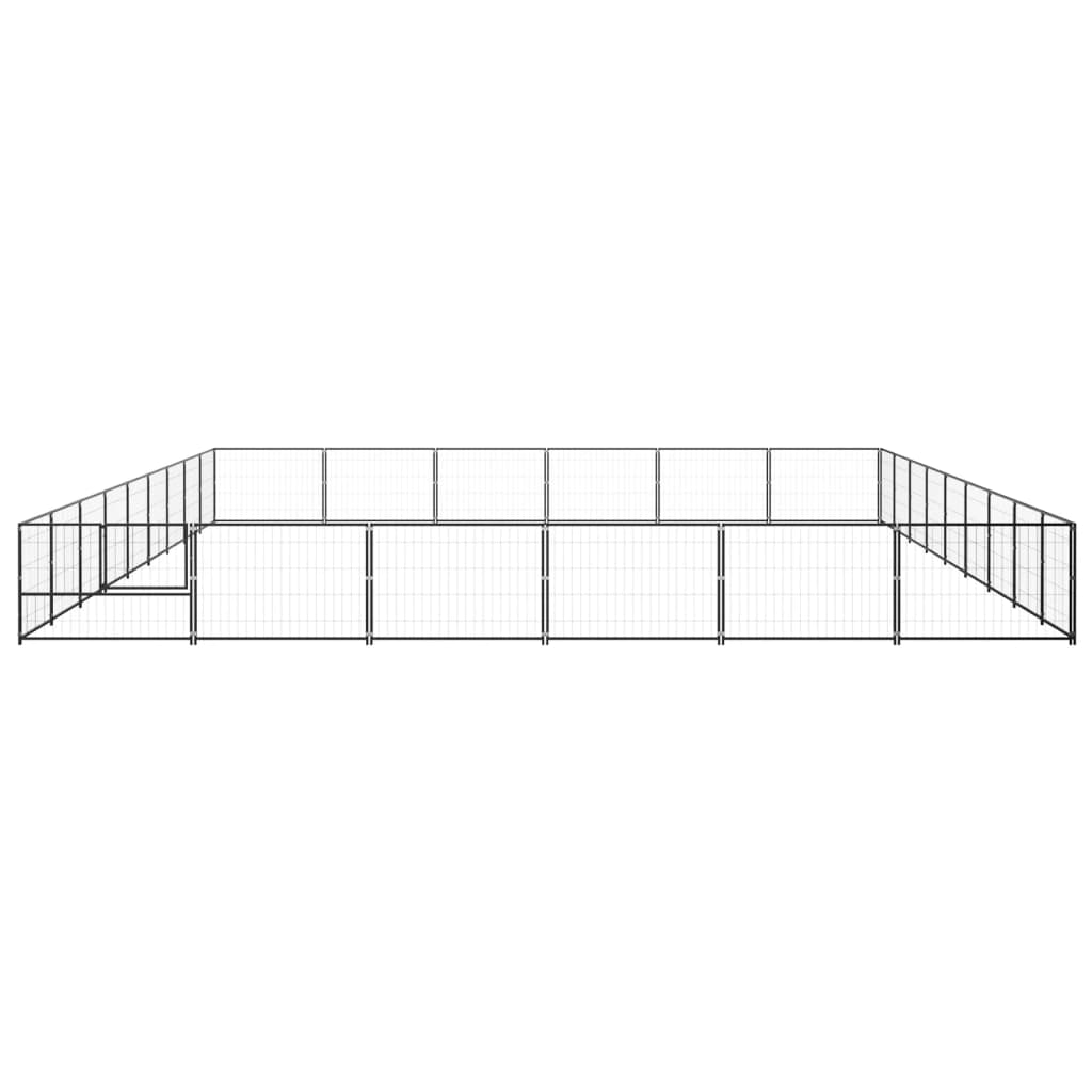 Hondenkennel 54 m² staal zwart is nu te koop bij PeponiXL, paradijselijk wonen!