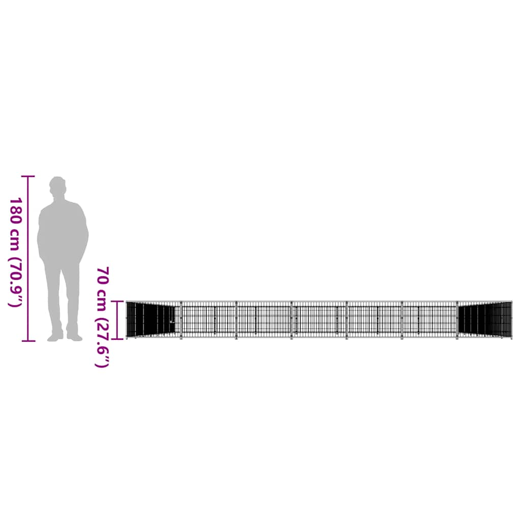 Hondenkennel 49 m² staal zwart is nu te koop bij PeponiXL, paradijselijk wonen!