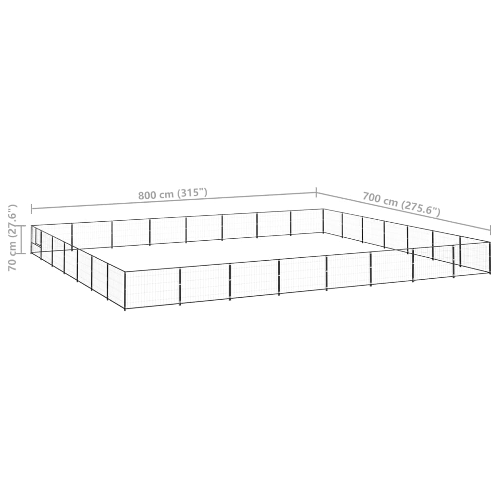 Hondenkennel 56 m² staal zwart is nu te koop bij PeponiXL, paradijselijk wonen!