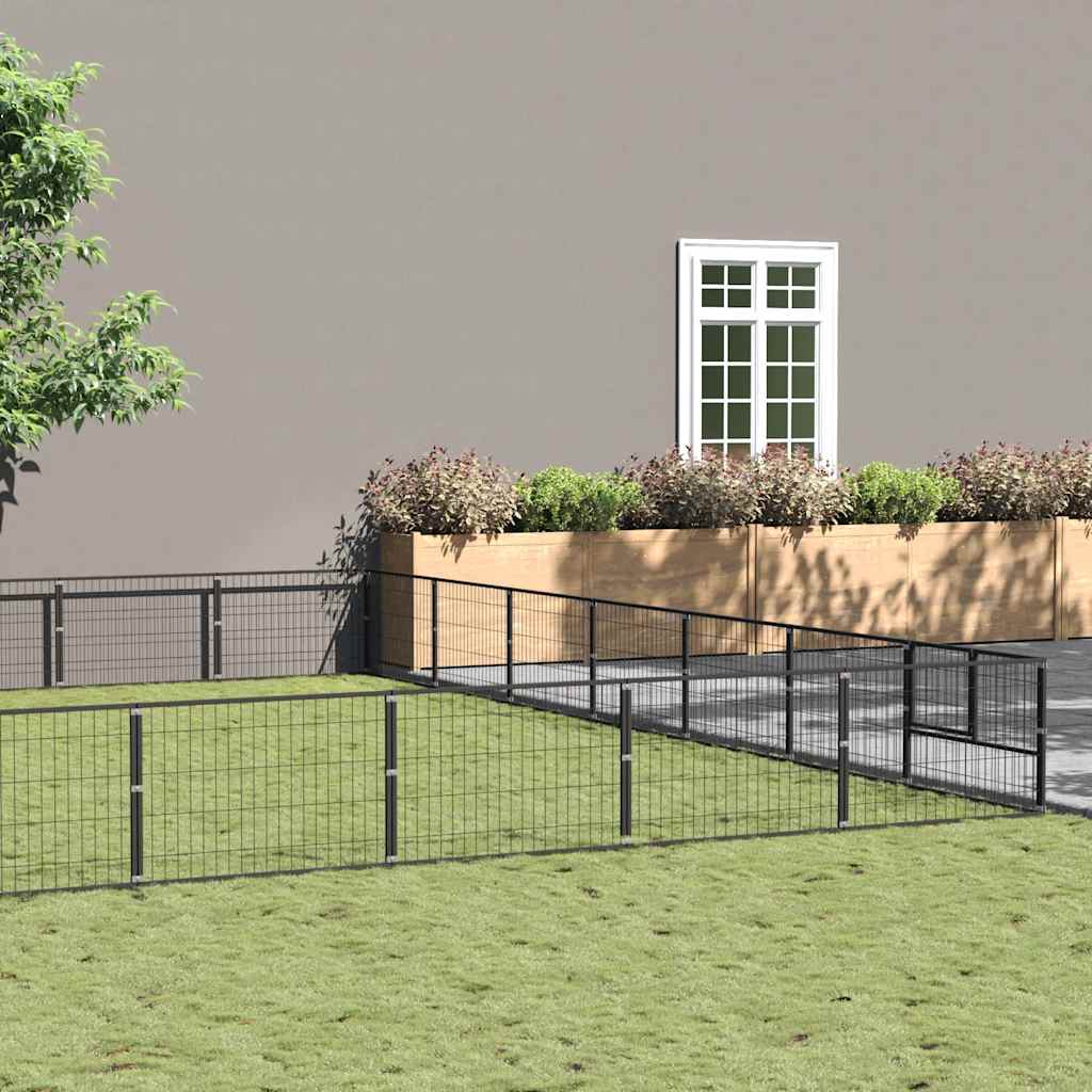 Hondenkennel 56 m² staal zwart is nu te koop bij PeponiXL, paradijselijk wonen!