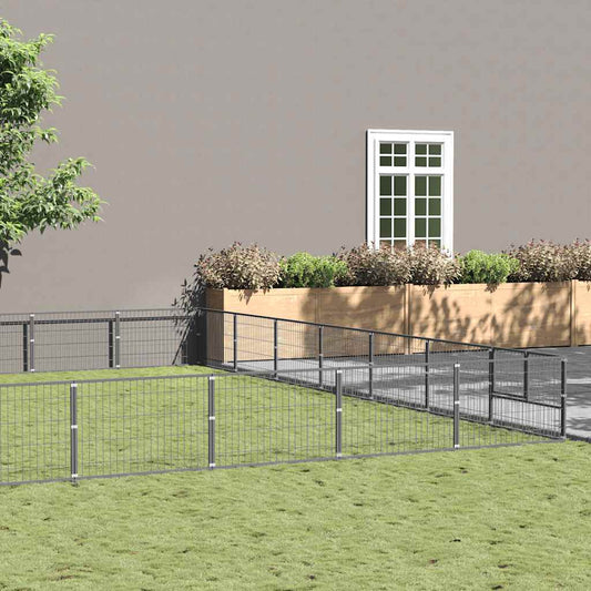 Hondenkennel 63 m² staal zilverkleurig is nu te koop bij PeponiXL, paradijselijk wonen!