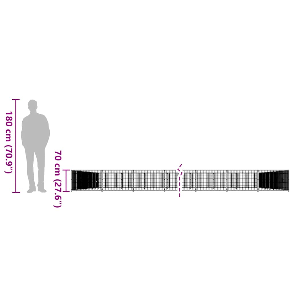 Hondenkennel 64 m² staal zwart is nu te koop bij PeponiXL, paradijselijk wonen!