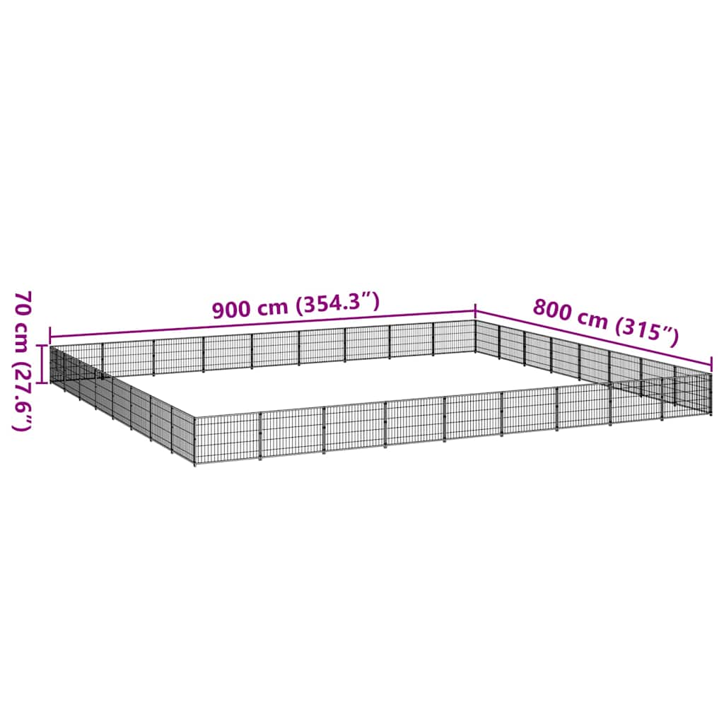 Hondenkennel 72 m² staal zwart is nu te koop bij PeponiXL, paradijselijk wonen!