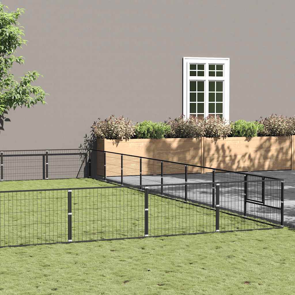 Hondenkennel 72 m² staal zwart is nu te koop bij PeponiXL, paradijselijk wonen!