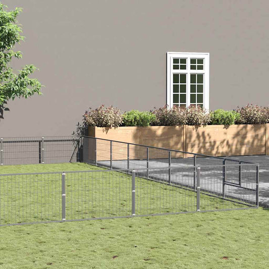 Hondenkennel 80 m² staal zilverkleurig is nu te koop bij PeponiXL, paradijselijk wonen!