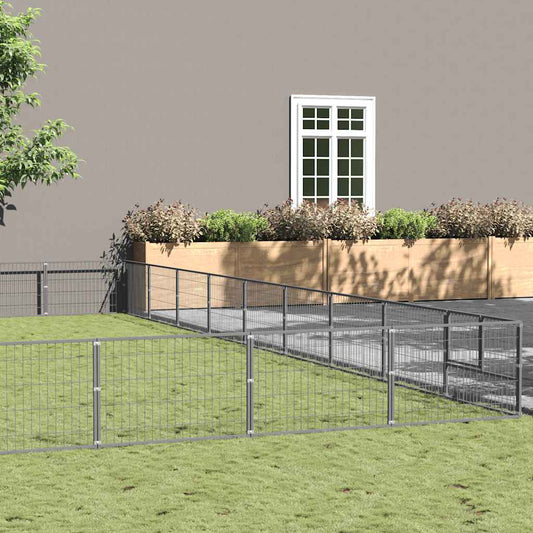 Hondenkennel 81 m² staal zilverkleurig is nu te koop bij PeponiXL, paradijselijk wonen!