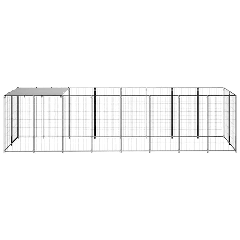Hondenkennel 4,84 m² staal zwart is nu te koop bij PeponiXL, paradijselijk wonen!