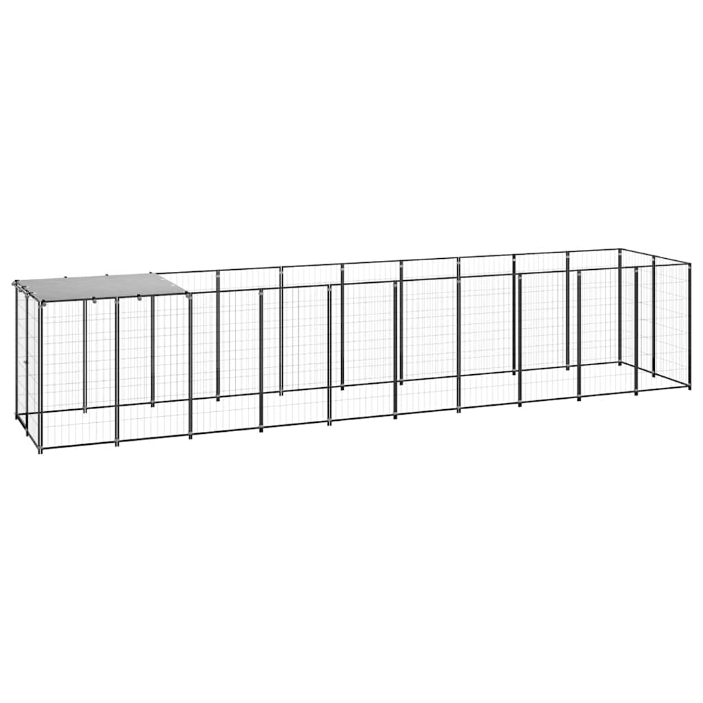 Hondenkennel 6,05 m² staal zwart is nu te koop bij PeponiXL, paradijselijk wonen!