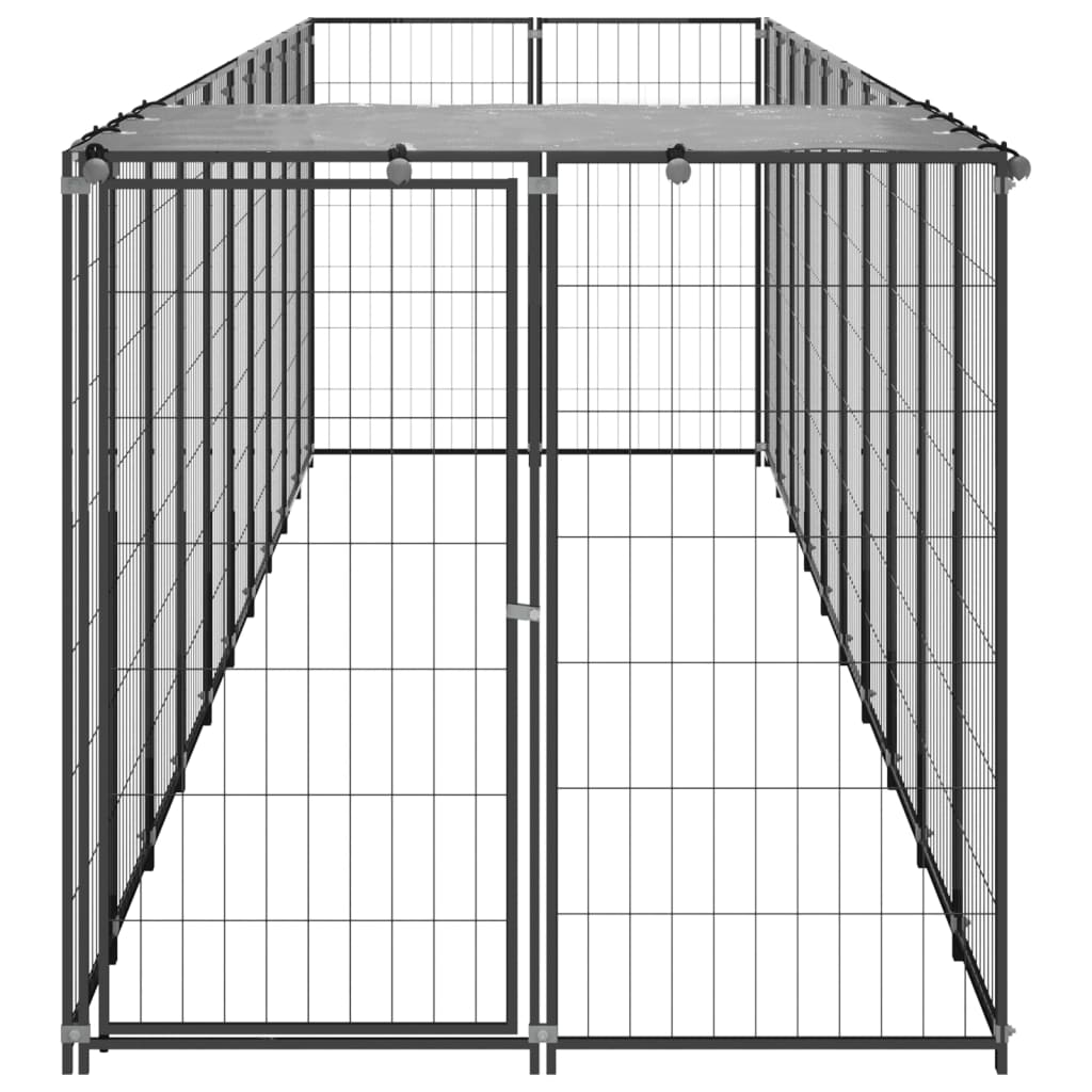 Hondenkennel 6,05 m² staal zwart is nu te koop bij PeponiXL, paradijselijk wonen!