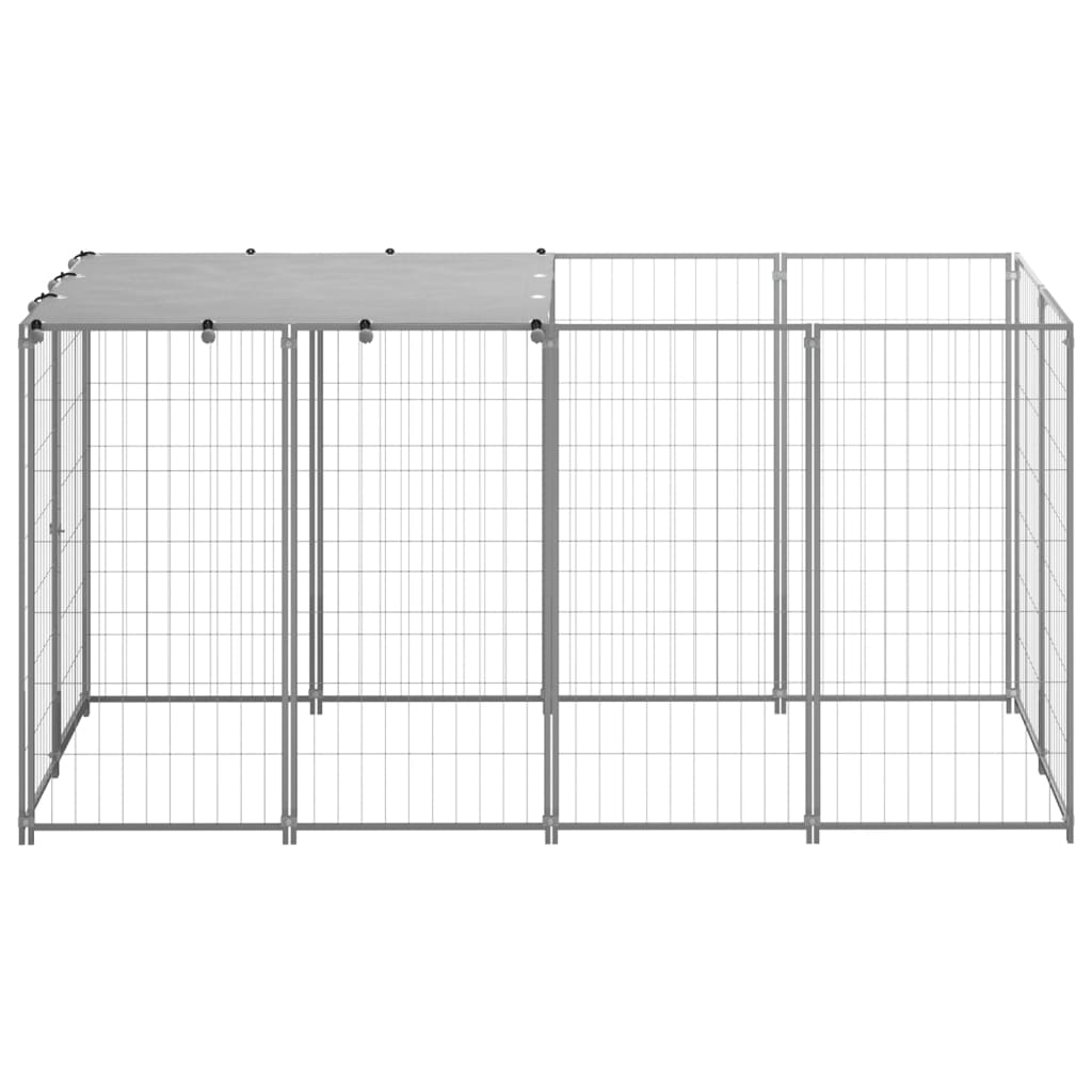 Hondenkennel 2,42 m² staal zilverkleurig is nu te koop bij PeponiXL, paradijselijk wonen!