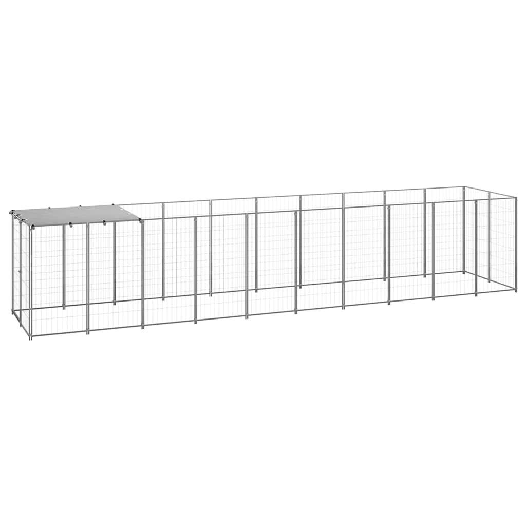 Hondenkennel 6,05 m² staal zilverkleurig is nu te koop bij PeponiXL, paradijselijk wonen!