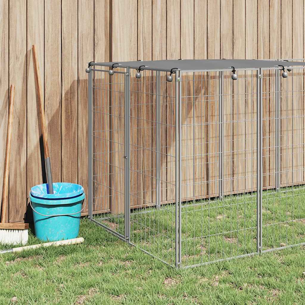 Hondenkennel 6,05 m² staal zilverkleurig is nu te koop bij PeponiXL, paradijselijk wonen!