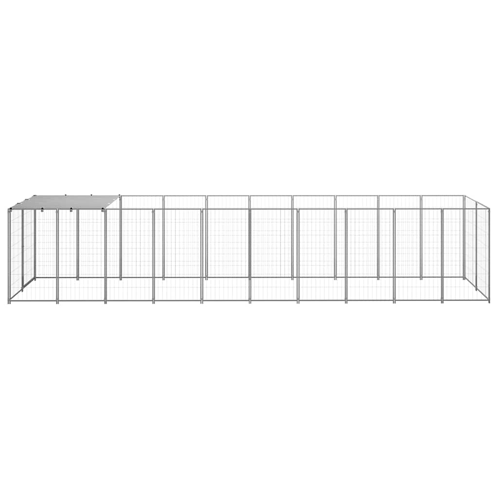 Hondenkennel 6,05 m² staal zilverkleurig is nu te koop bij PeponiXL, paradijselijk wonen!