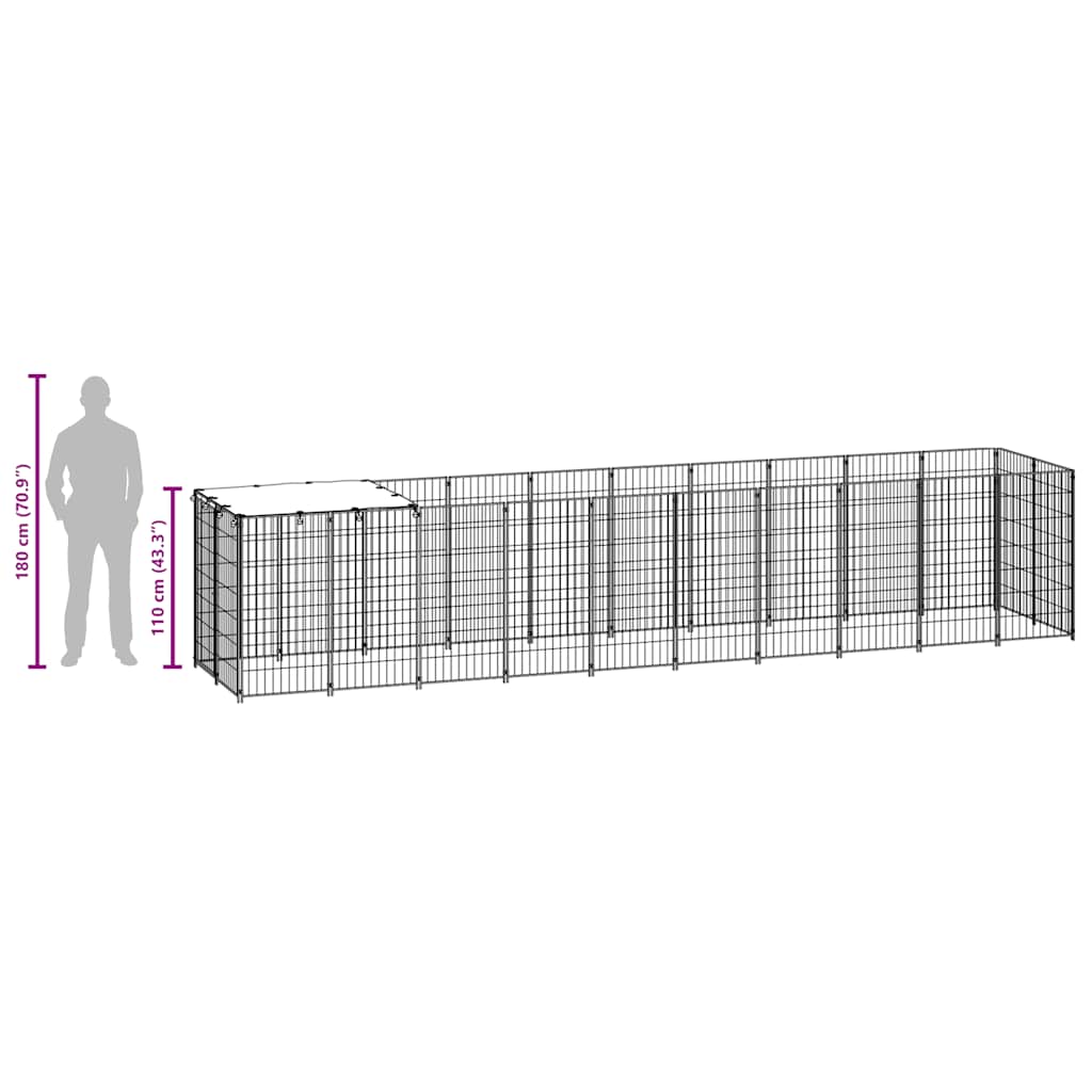 Hondenkennel 6,05 m² staal zilverkleurig is nu te koop bij PeponiXL, paradijselijk wonen!
