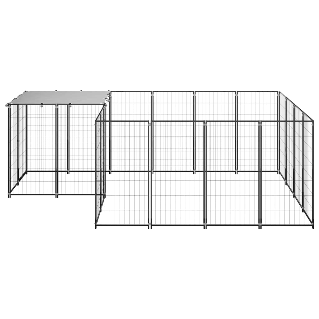 Hondenkennel 6,05 m² staal zwart is nu te koop bij PeponiXL, paradijselijk wonen!