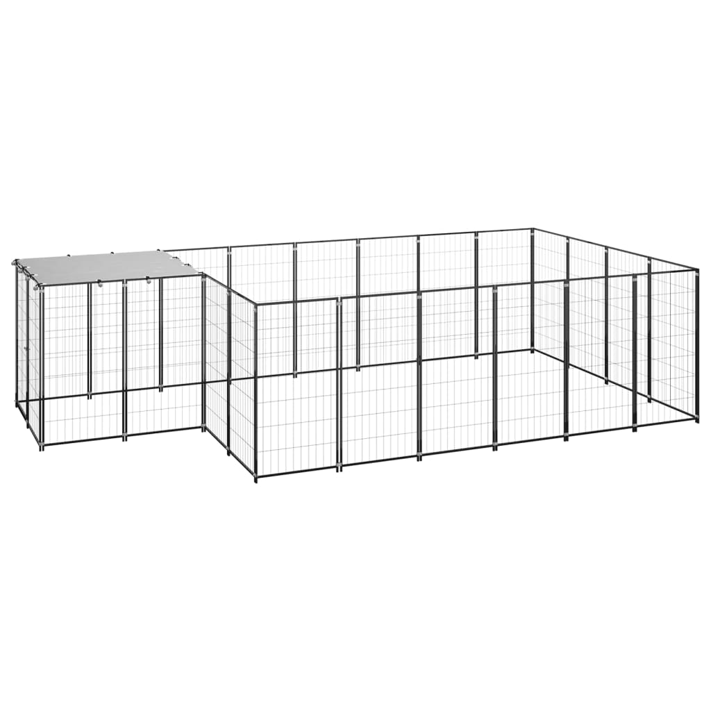 Hondenkennel 8,47 m² staal zwart is nu te koop bij PeponiXL, paradijselijk wonen!
