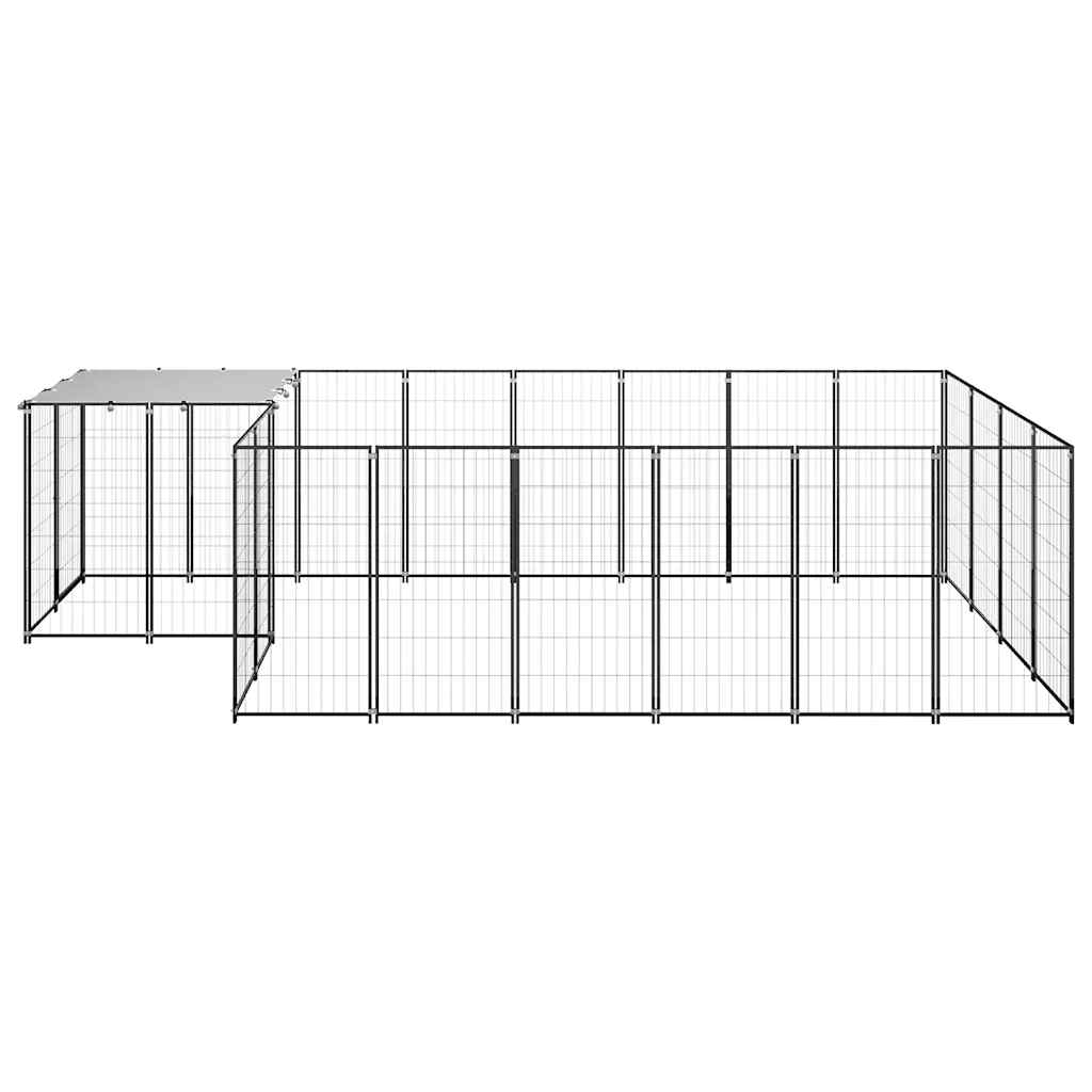 Hondenkennel 8,47 m² staal zwart is nu te koop bij PeponiXL, paradijselijk wonen!