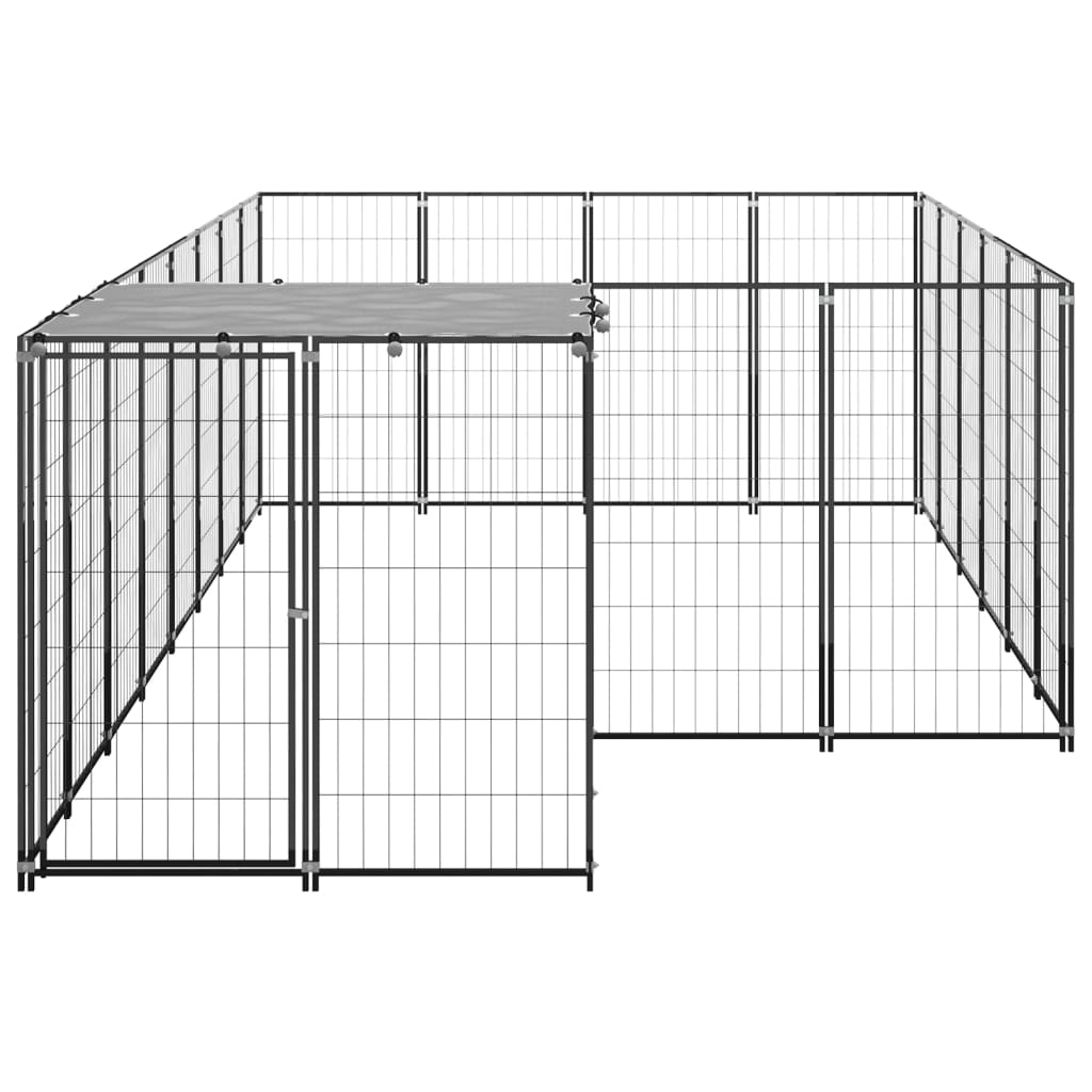 Hondenkennel 8,47 m² staal zwart is nu te koop bij PeponiXL, paradijselijk wonen!