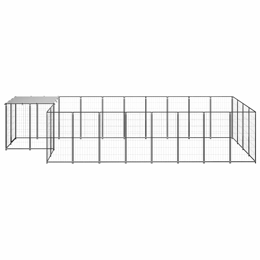 Hondenkennel 10,89 m² staal zwart is nu te koop bij PeponiXL, paradijselijk wonen!