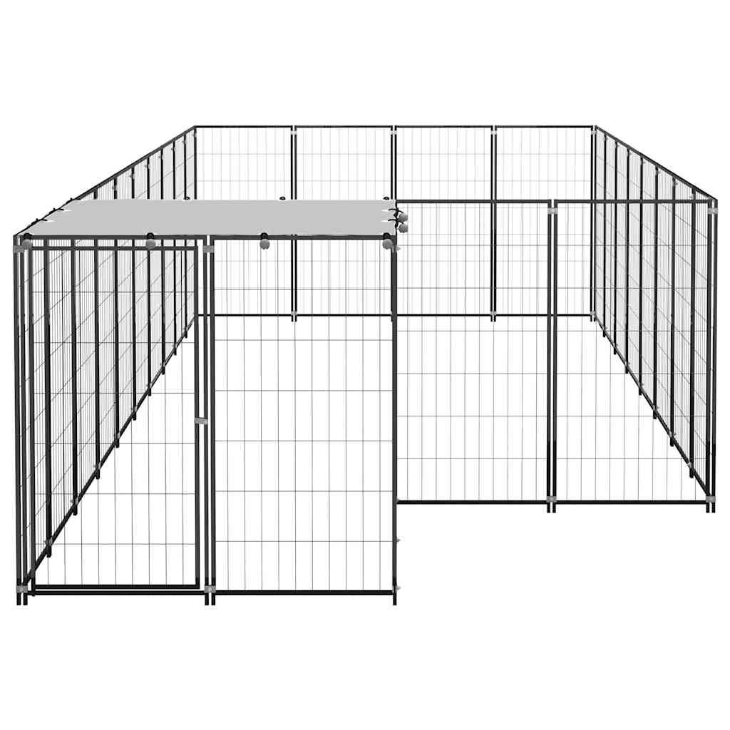 Hondenkennel 10,89 m² staal zwart is nu te koop bij PeponiXL, paradijselijk wonen!