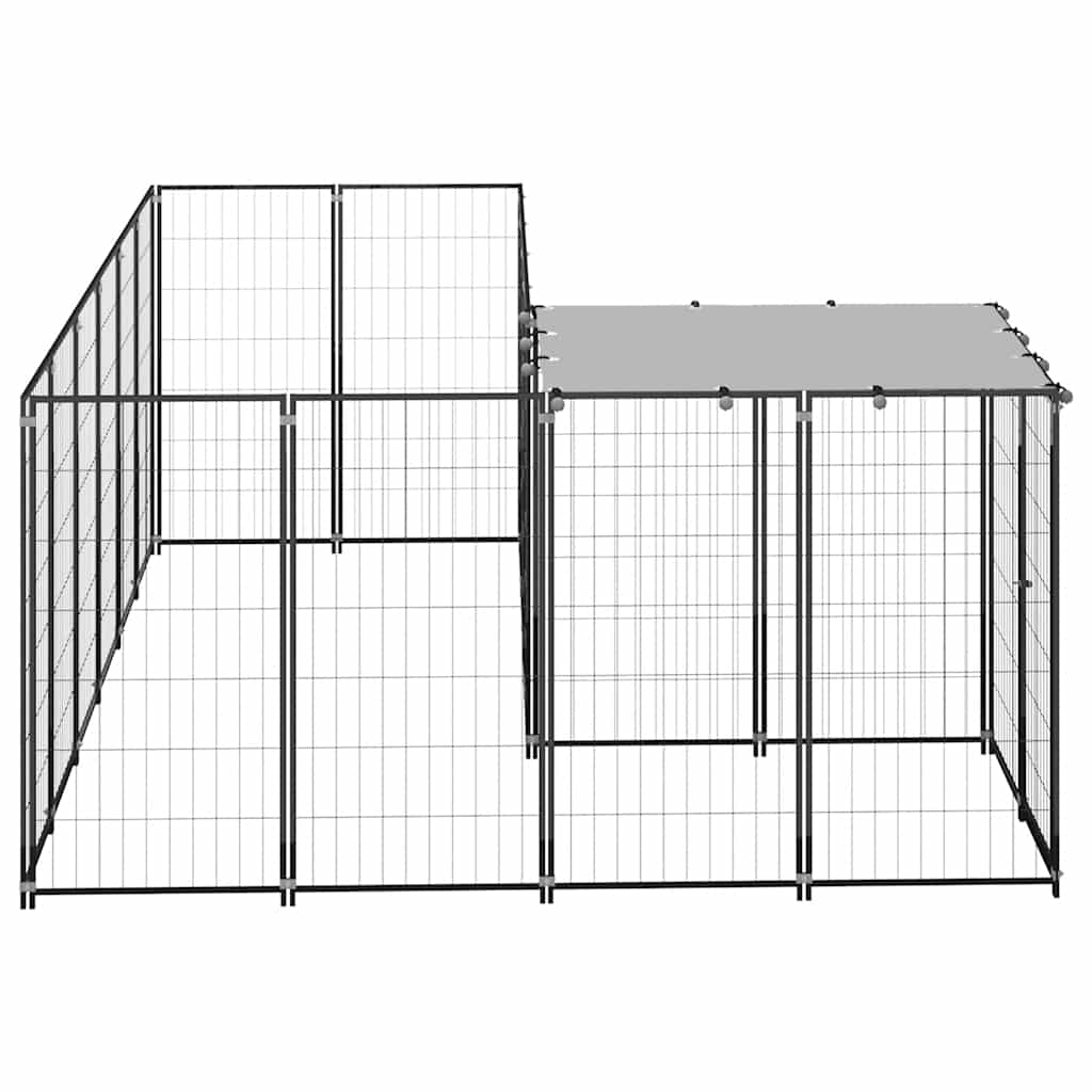 Hondenkennel 4,84 m² staal zwart is nu te koop bij PeponiXL, paradijselijk wonen!