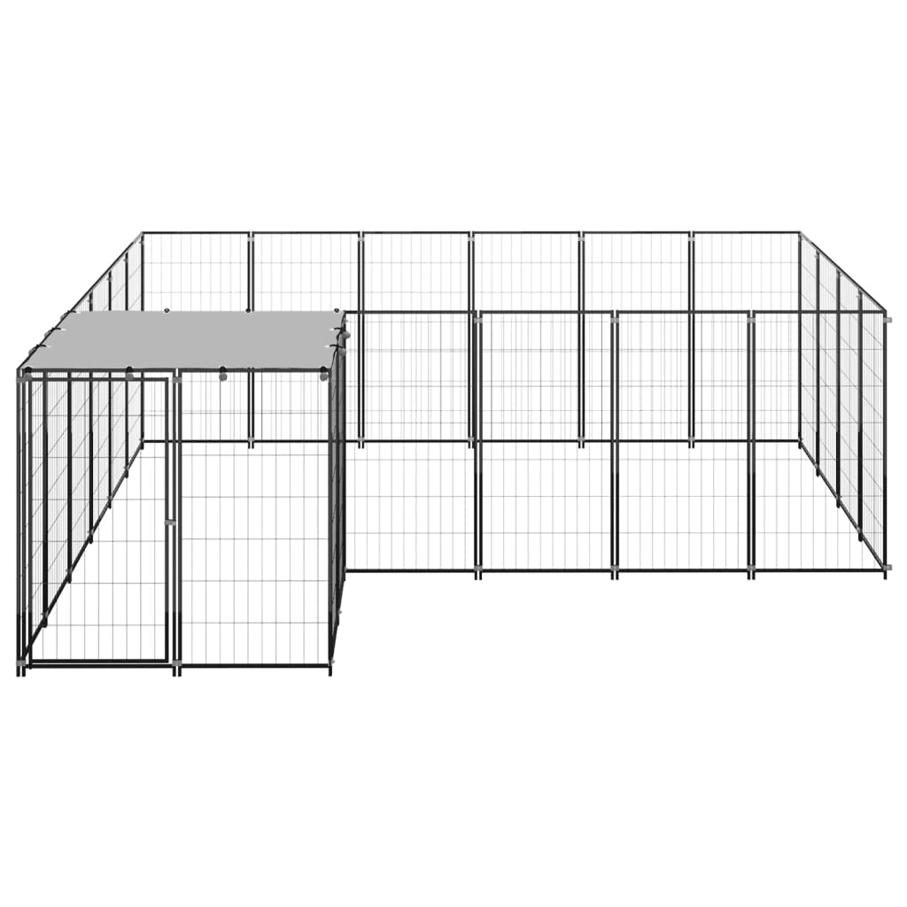 Hondenkennel 8,47 m² staal zwart is nu te koop bij PeponiXL, paradijselijk wonen!