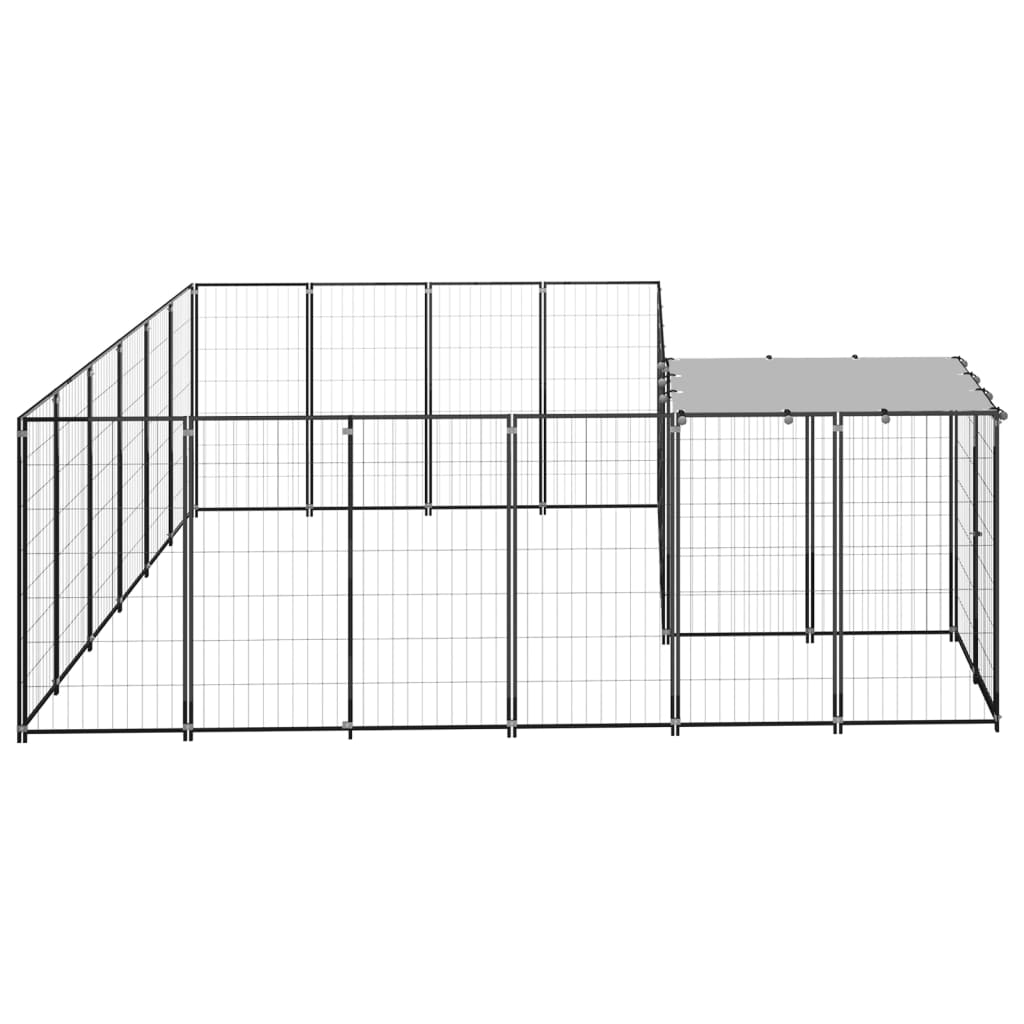 Hondenkennel 8,47 m² staal zwart is nu te koop bij PeponiXL, paradijselijk wonen!