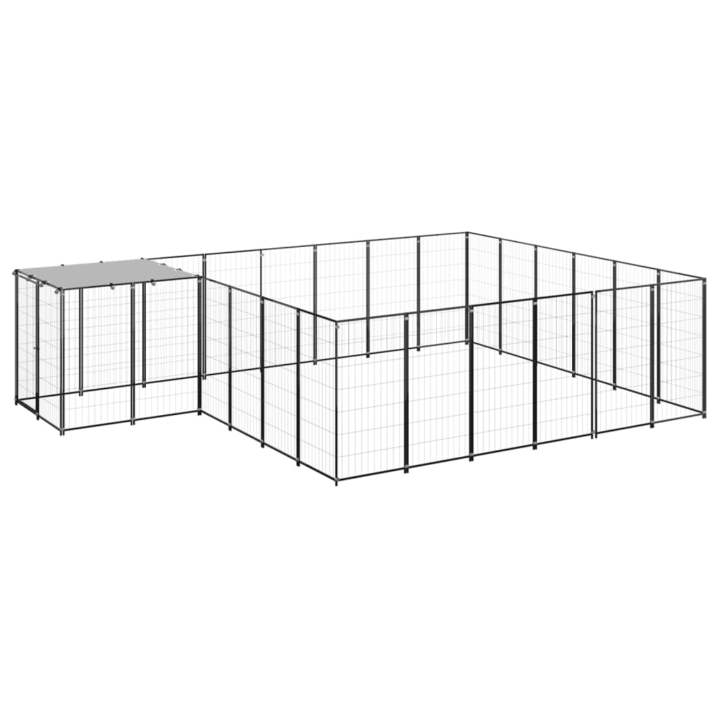 Hondenkennel 12,1 m² staal zwart is nu te koop bij PeponiXL, paradijselijk wonen!