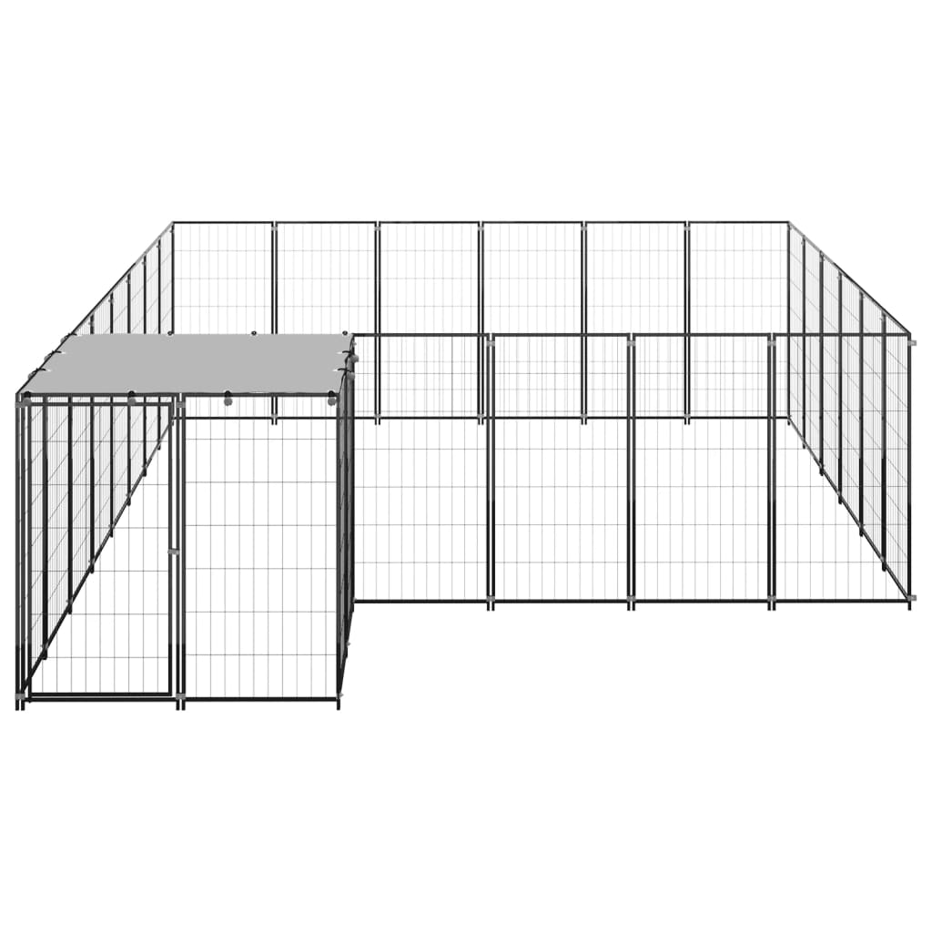 Hondenkennel 12,1 m² staal zwart is nu te koop bij PeponiXL, paradijselijk wonen!