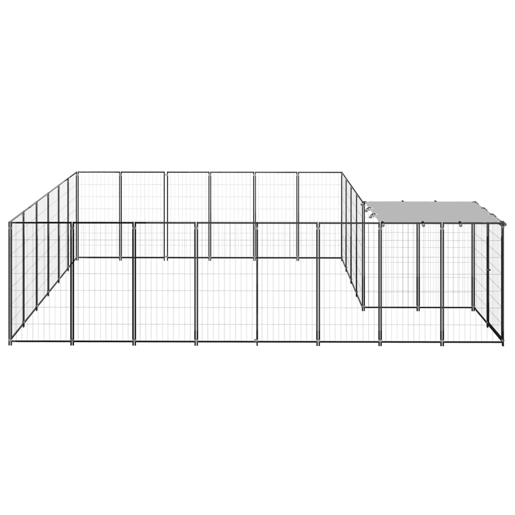 Hondenkennel 12,1 m² staal zwart is nu te koop bij PeponiXL, paradijselijk wonen!