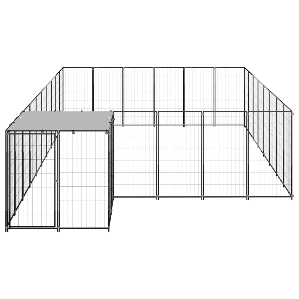 Hondenkennel 15,73 m² staal zwart is nu te koop bij PeponiXL, paradijselijk wonen!