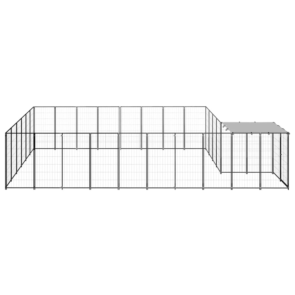 Hondenkennel 15,73 m² staal zwart is nu te koop bij PeponiXL, paradijselijk wonen!