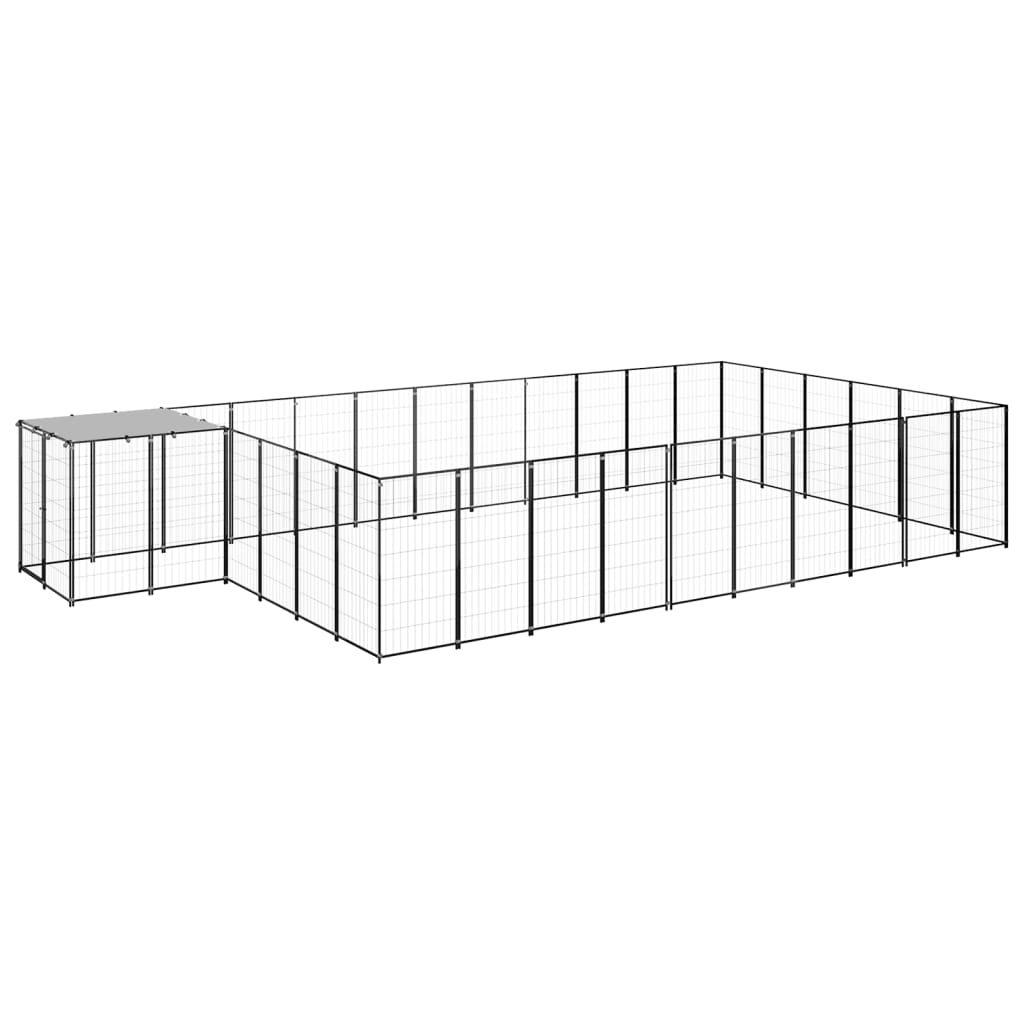 Hondenkennel 19,36 m² staal zwart is nu te koop bij PeponiXL, paradijselijk wonen!