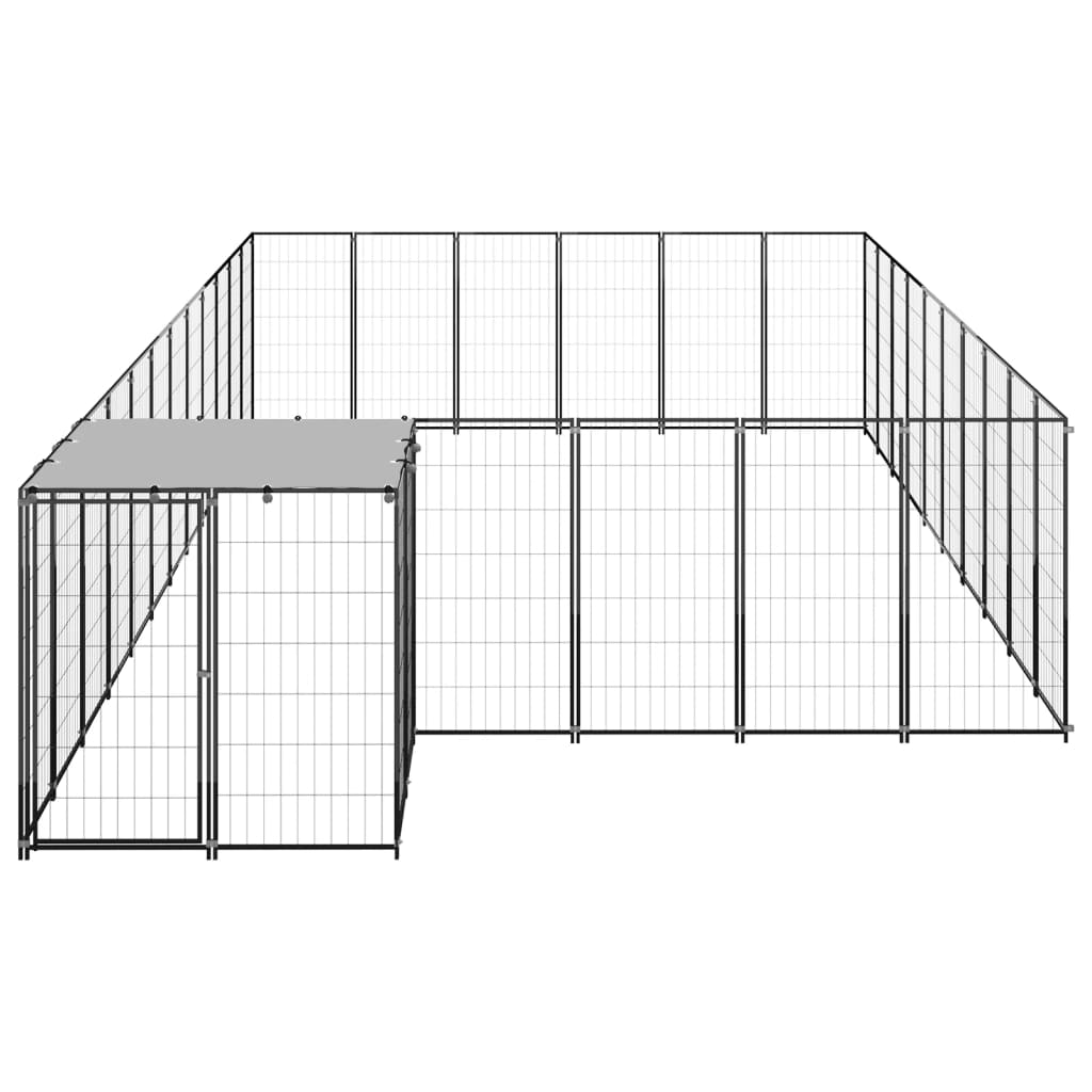 Hondenkennel 19,36 m² staal zwart is nu te koop bij PeponiXL, paradijselijk wonen!