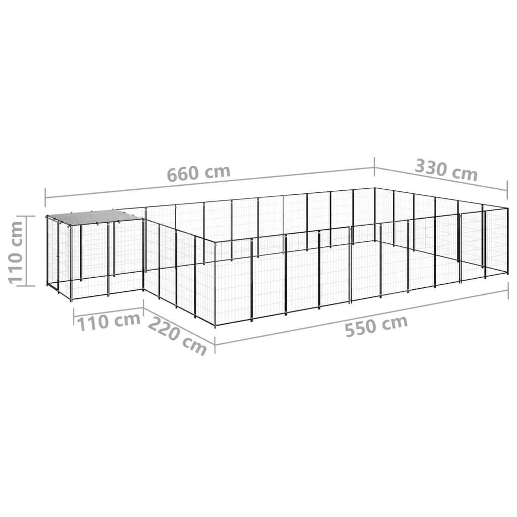 Hondenkennel 19,36 m² staal zwart is nu te koop bij PeponiXL, paradijselijk wonen!